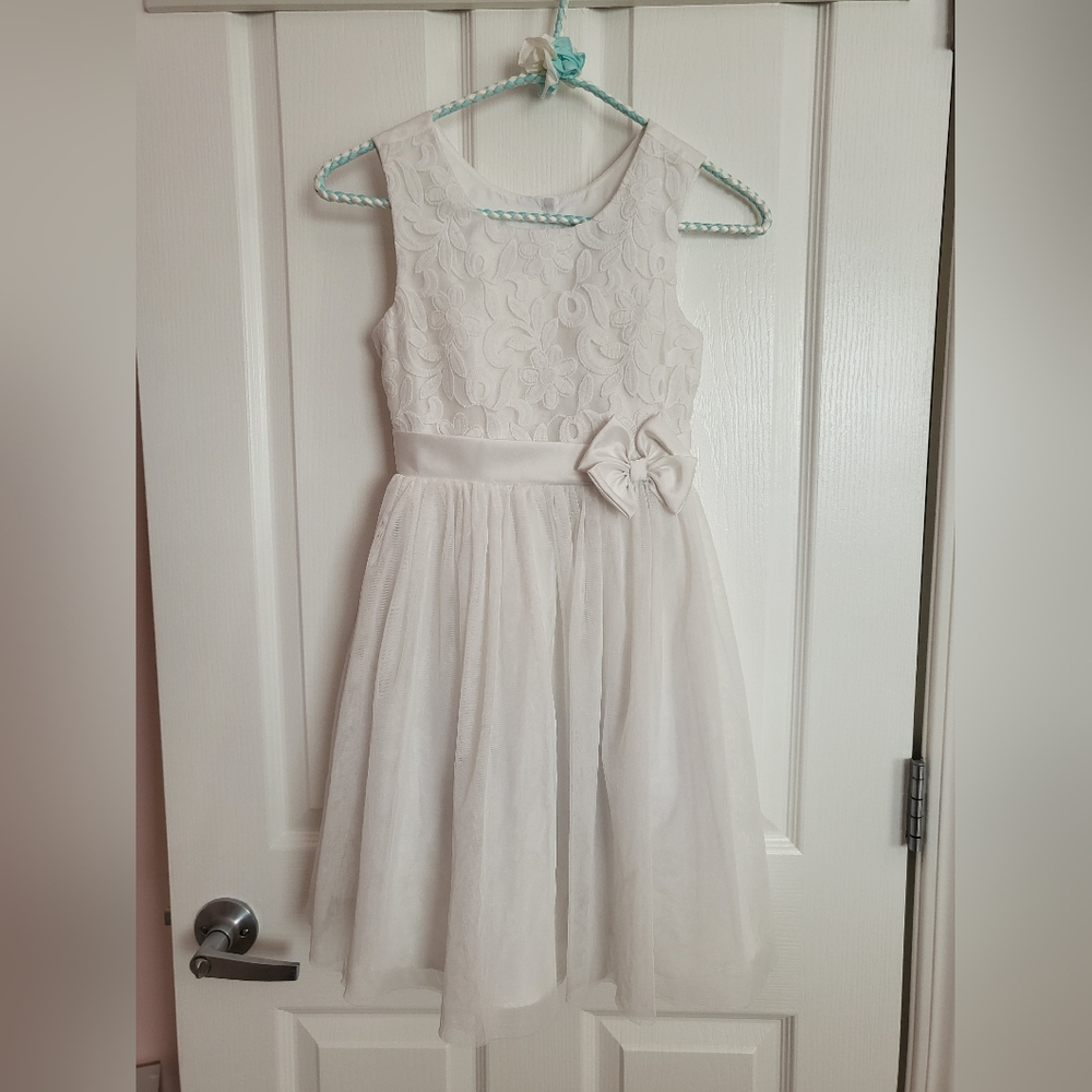 White Lace Tulle Formal Dress